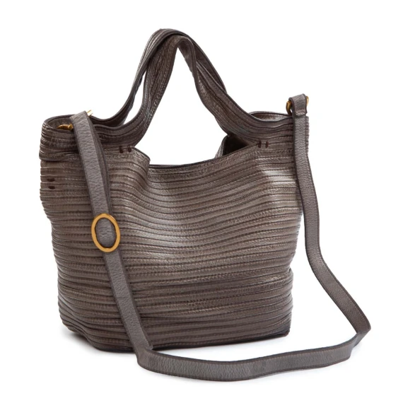 shopper TRAPEZIO in pelle fango