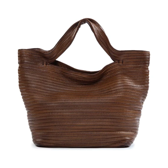 shopper TRAPEZIO in pelle cuoio