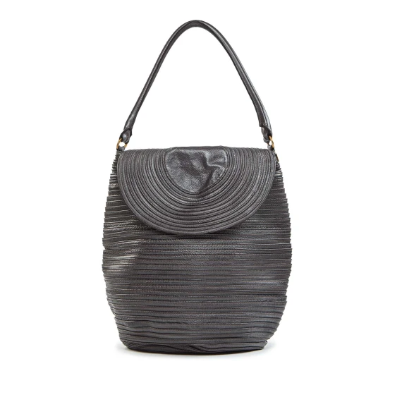 monospalla patta in pelle nero scarico