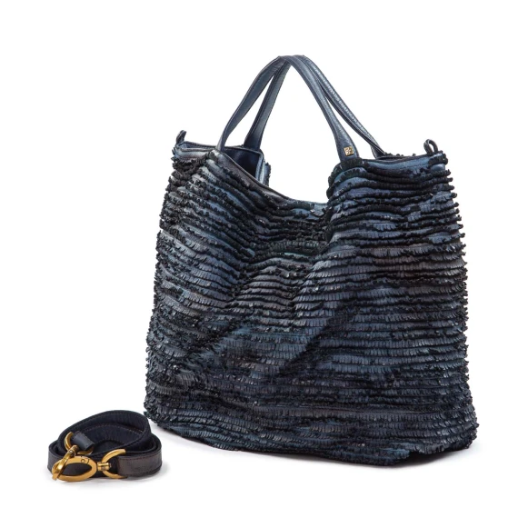 tote bag with peacock-leather fringe majo