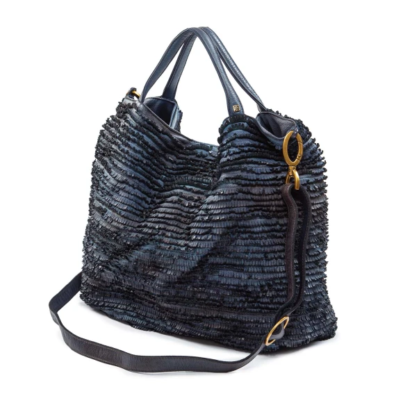 tote bag with peacock-leather fringe majo