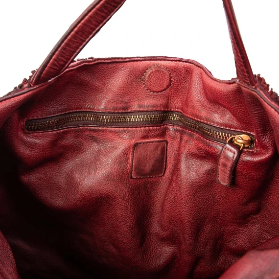 shopper con frange in pelle barolo majo