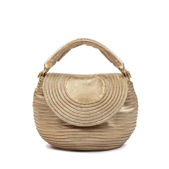 tracolla patta in pelle laminata oro