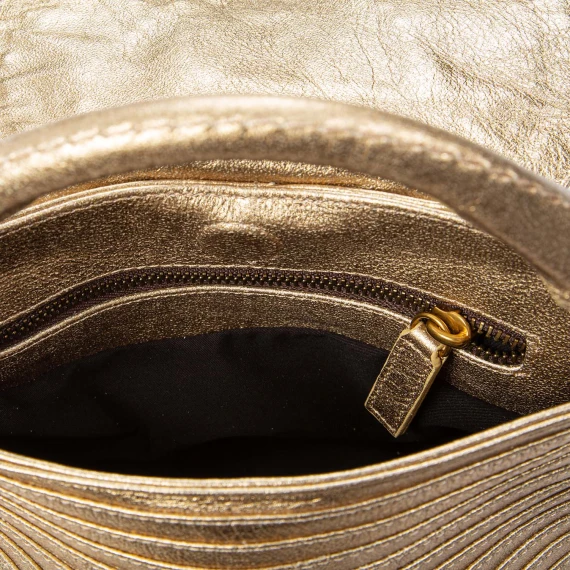 gold-laminated leather flap shoulder strap majo