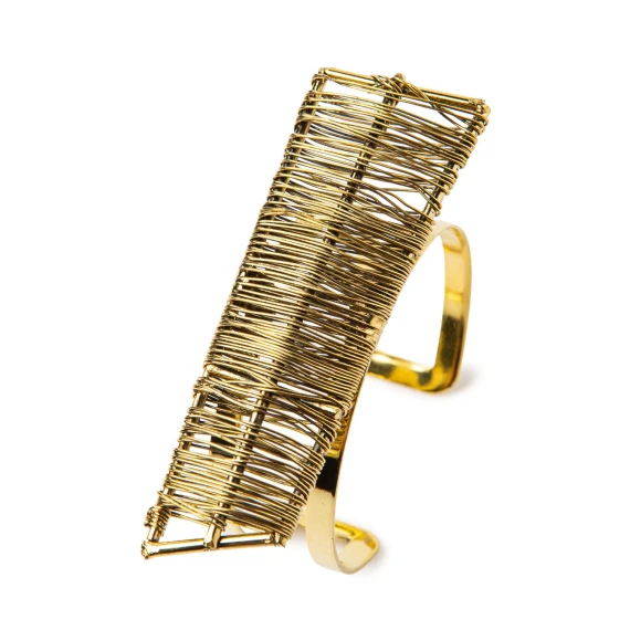 bracciale rigido oro con dettagli metallici