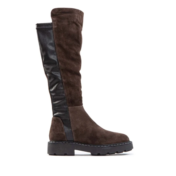 boots with elastic at the back, in coffee-colored suede mjus