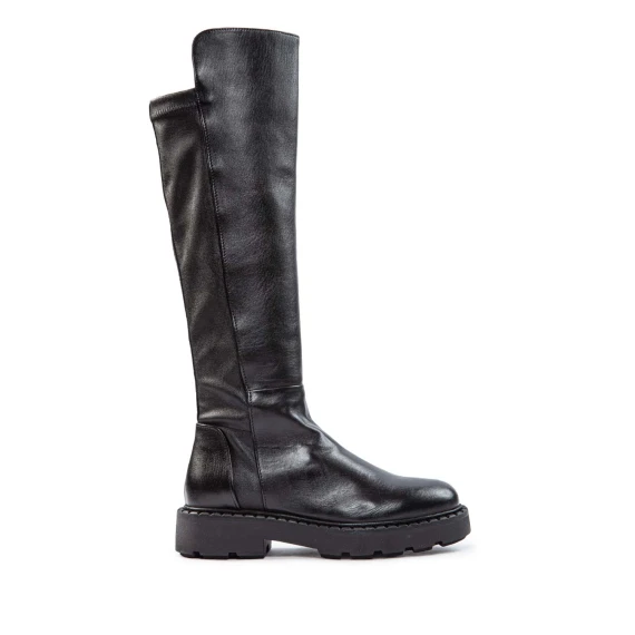 black leather boots with elastic at the back mjus