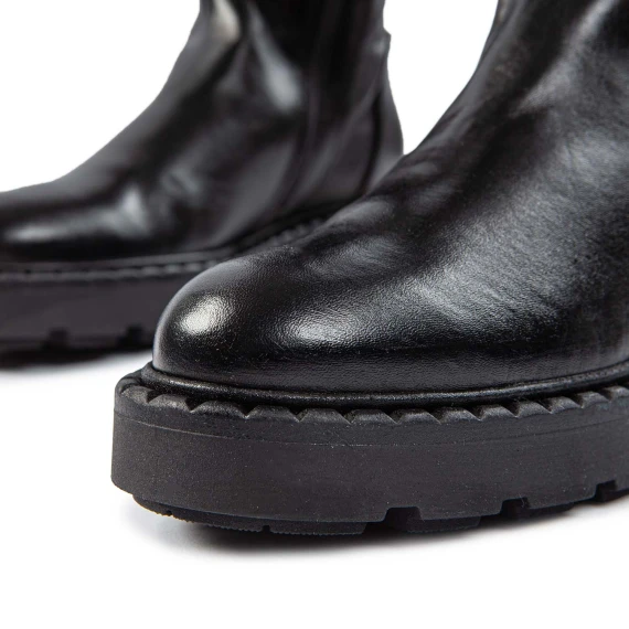 black leather boots with elastic at the back