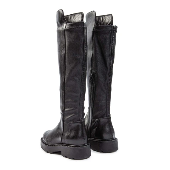 black leather boots with elastic at the back