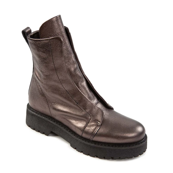 biker KUNI NO LACE in pelle laminata oxyd