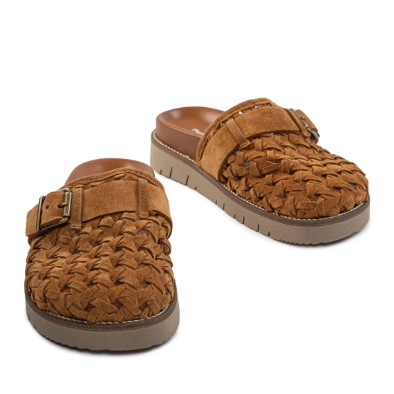 EDRA WOV woven suede moccasin in cognac