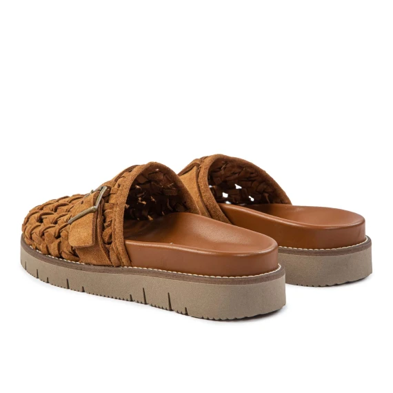 EDRA WOV woven suede moccasin in cognac
