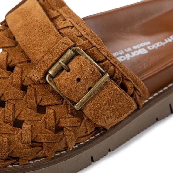 EDRA WOV woven suede moccasin in cognac