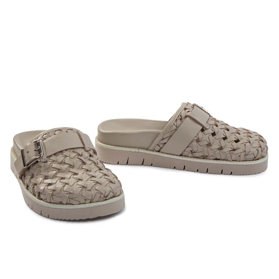 EDRA WOV woven cream leather slippers