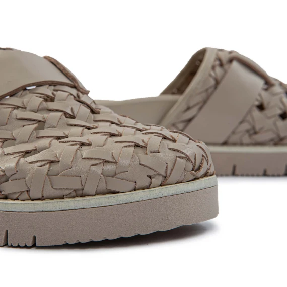 EDRA WOV woven cream leather slippers