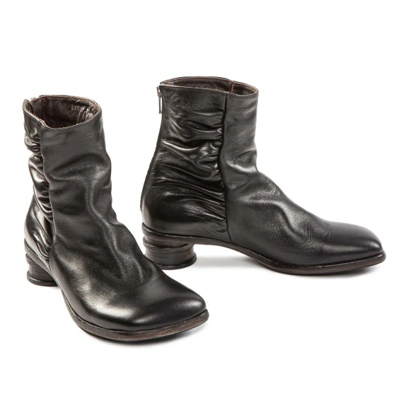 tronchetti arricciati tacco tondo nero