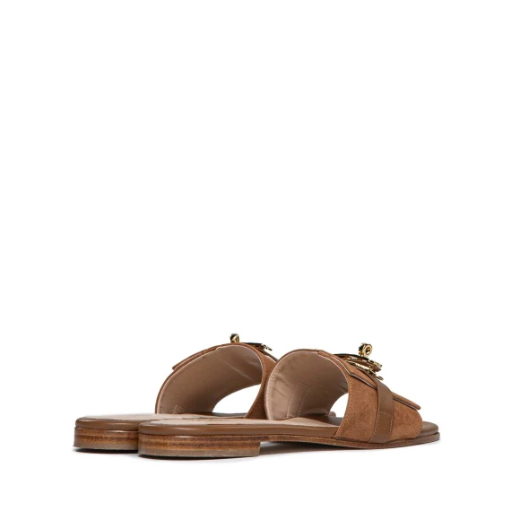 sabot chiusura metallo in camoscio cuoio