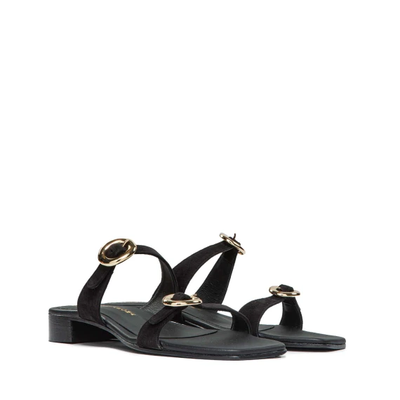 sabot due fibbie in camoscio nero