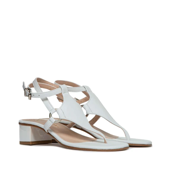 infradito con rombo in pelle bianca