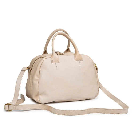 Beige leather BOWLING duffel bag