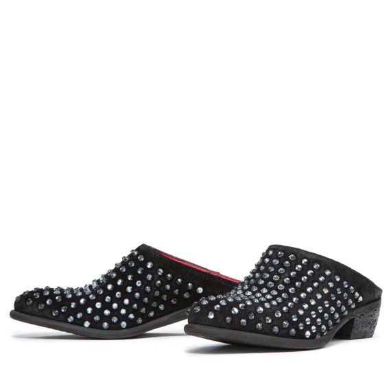 sabot con strass in camoscio nero