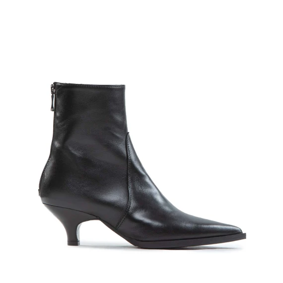 tronchetti con tacco a rocchetto in pelle nera