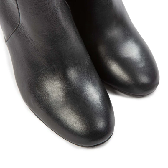 stivali tubo punta tonda in pelle nera