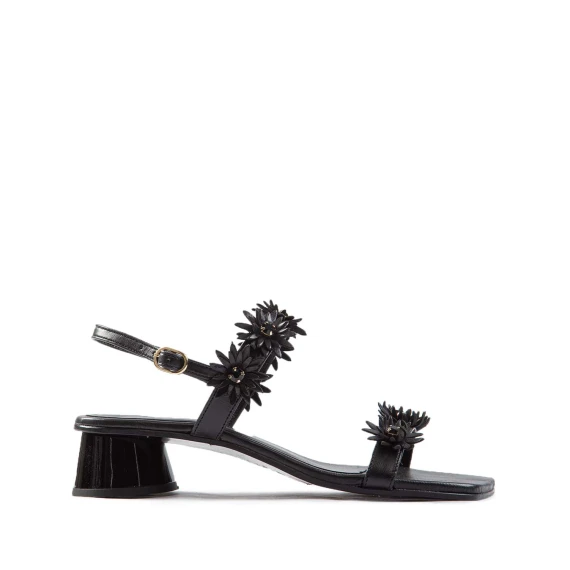 sandali margherite in pelle nera