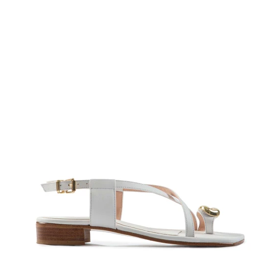 gold stone white cross sandals