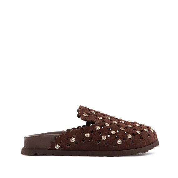 sabot punta chiusa strass cioccolato