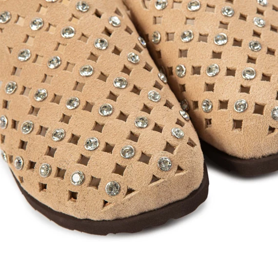 sabot ZOE punta chiusa strass tortora