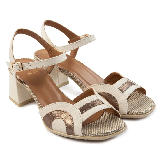 white semicircle heel sandals