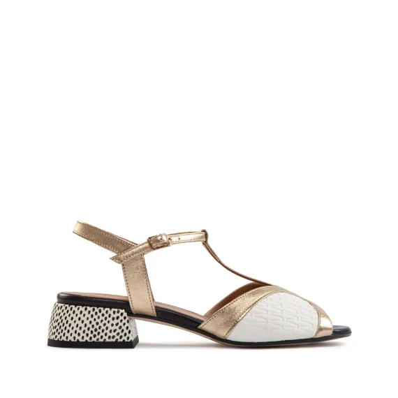sandali pois bianco platino laminato