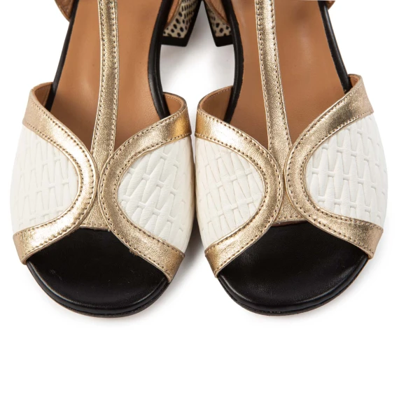 sandals polka dots white platinum laminated