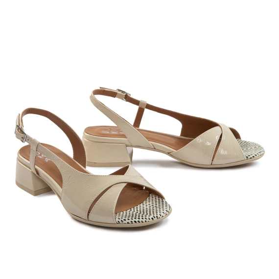 cream patent leather asymmetric sandals