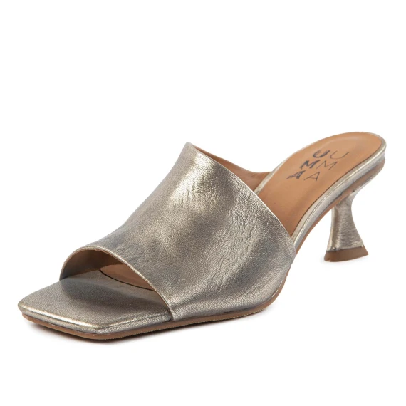 sabot tacco rocchetto in pelle platino