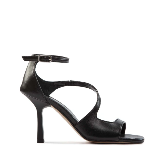 sandali stiletto in pelle nera