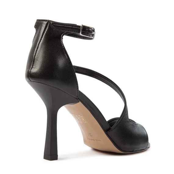 sandali stiletto in pelle nera