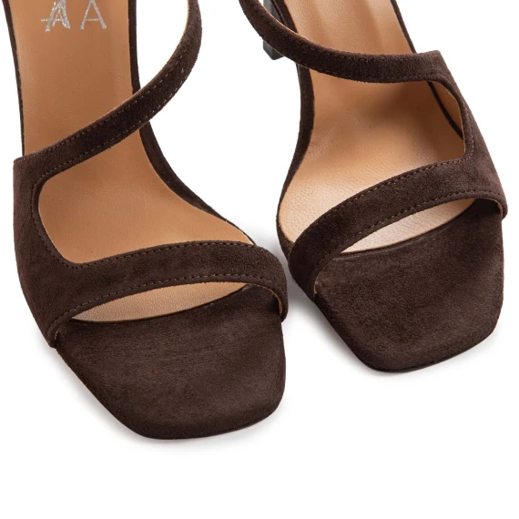 sandali stiletto in camoscio marrone