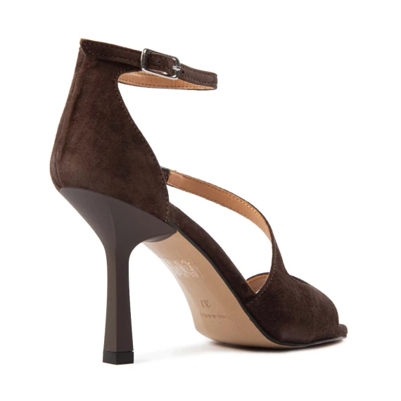 sandali stiletto in camoscio marrone