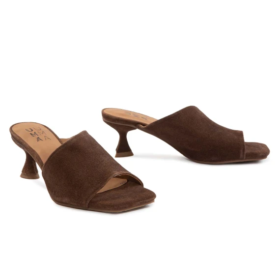 sabot tacco rocchetto in camoscio marrone