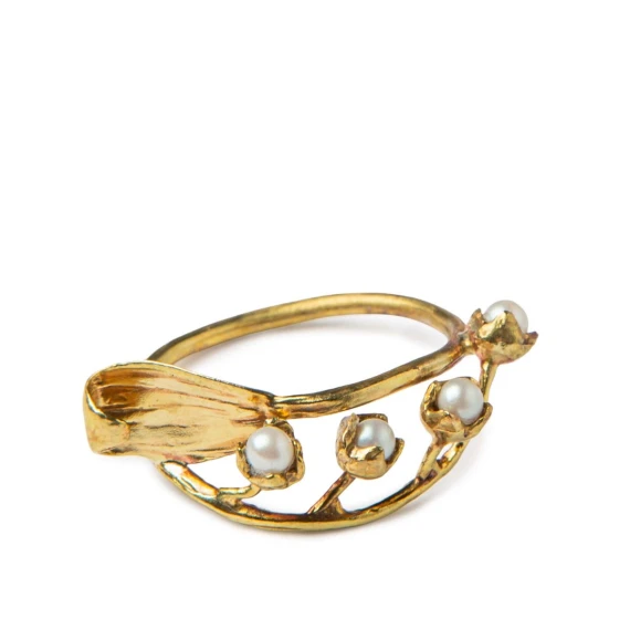 anello foglia oro