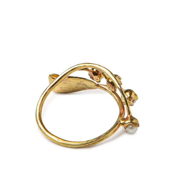 anello foglia oro