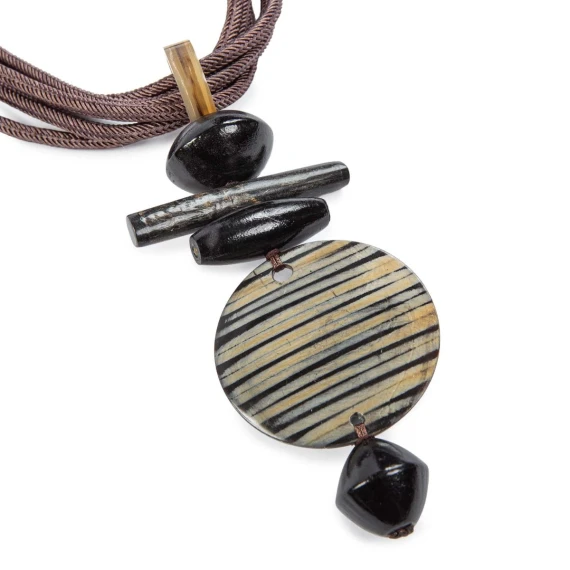 Zebra-Patterned Sphere Necklace