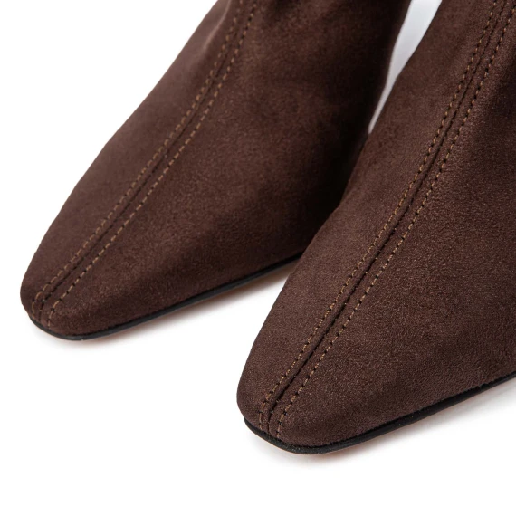 dark brown stretch suede ankle boots