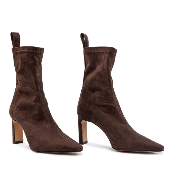 dark brown stretch suede ankle boots