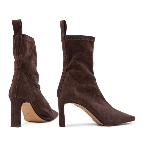 dark brown stretch suede ankle boots