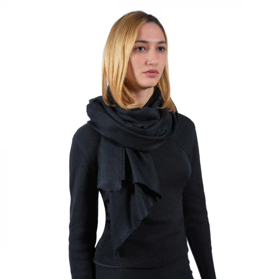 pashmina nera in lana e cashmere