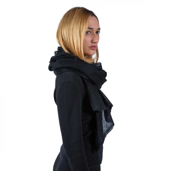 pashmina nera in lana e cashmere