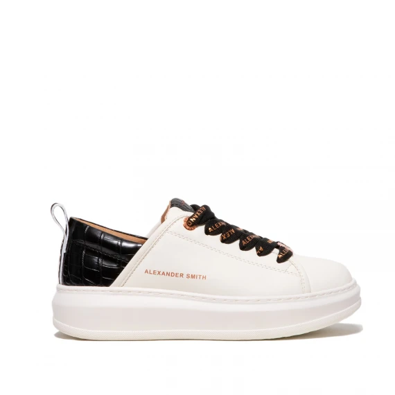 Sneakers in simil pelle bianca stampa coccodrillo 